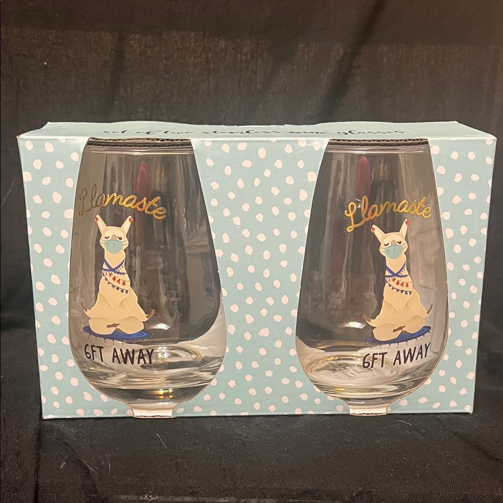 Stemless Wine Glass Set - Playful Covid Design